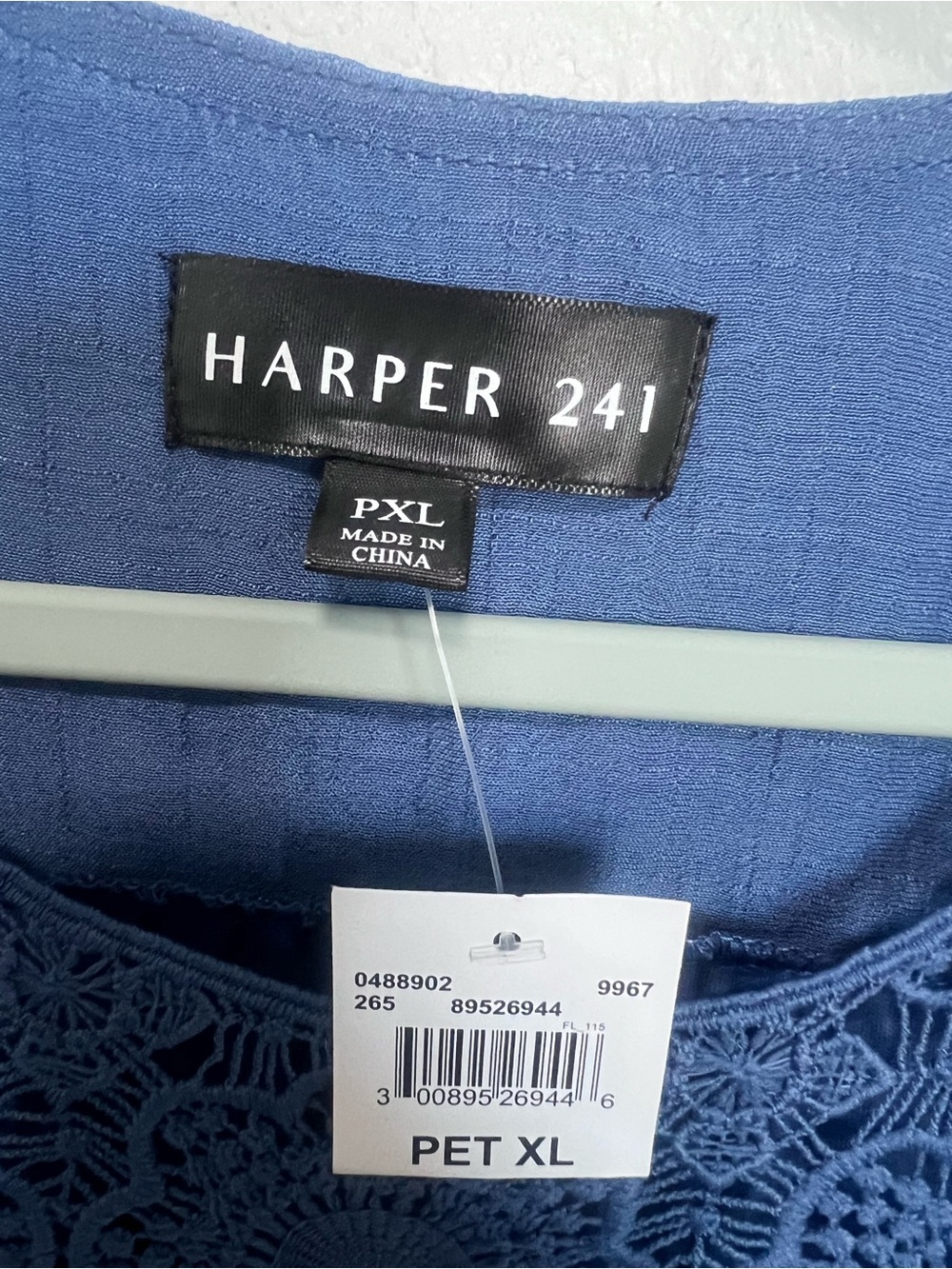 Harper 241 NWT Blue Lace Yoke Long Sleeve Blouse Petite XL - Picture 5 of 8